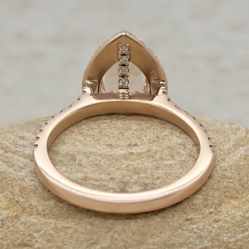 Genuine Morganite Ring Diamond Cathedral Style Shank Rose Gold LS5884