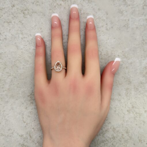 Peachy Pink Morganite Engagement Ring Diamond Shank Rose Gold LS5884