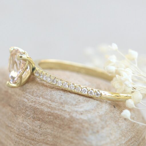 Half Eternity Shank Heart Morganite Engagement Ring Yellow Gold LS5457