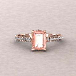 Morganite Engagement Ring Diamond Half Eternity Shank Rose Gold LS5456