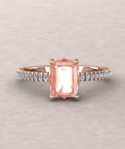 Morganite Engagement Ring Diamond Half Eternity Shank Rose Gold LS5456