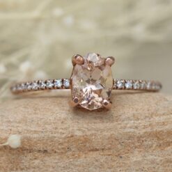 Morganite Engagement Ring Diamond Shank Half Eternity Rose Gold LS5129