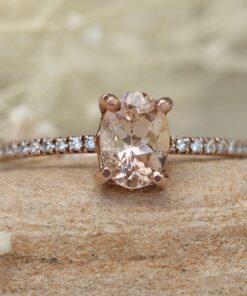 Morganite Engagement Ring Diamond Shank Half Eternity Rose Gold LS5129