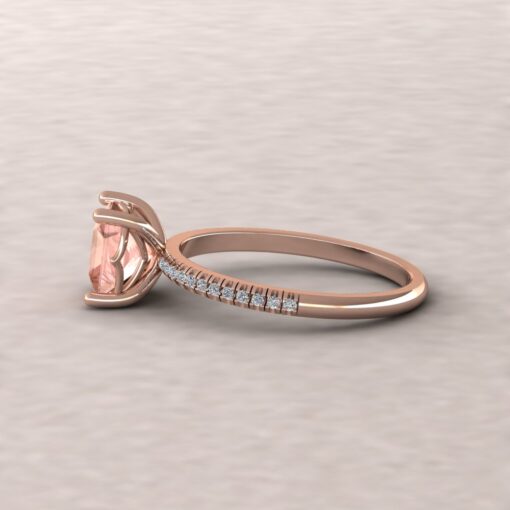 Peach Pink Princess Morganite Diamond Engagement Ring Rose Gold LS5132