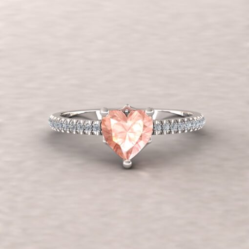 Peachy Pink Morganite Ring Filigree Setting White Gold Platinum LS5457
