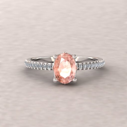 Peachy Pink Oval Morganite Engagement Ring White Gold Platinum LS5129