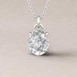 Beverly 10x8mm oval moissanite diamond halo pendant 14k white gold ls5619