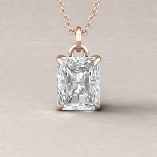 Beverly 10x8mm radiant moissanite diamond halo pendant 14k rose gold ls5631