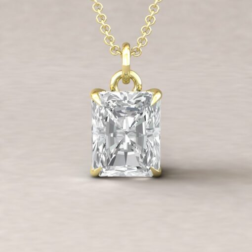 Beverly 10x8mm radiant moissanite diamond halo pendant 14k yellow gold ls5631