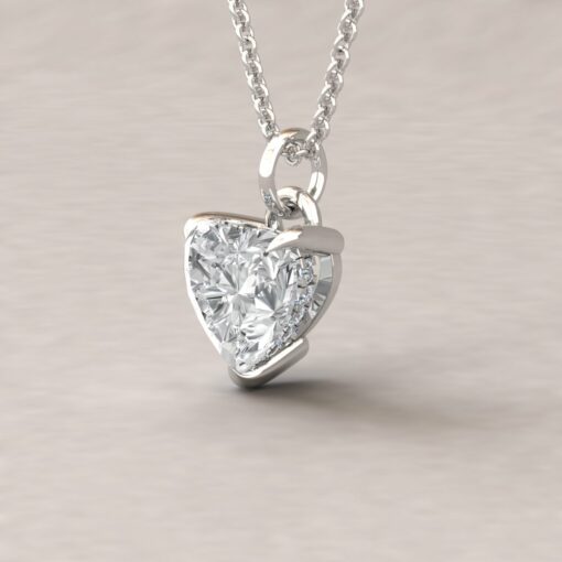 beverly 8mm heart moissanite diamond halo pendant 14k white gold ls5627