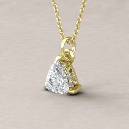 beverly 8mm trillion moissanite diamond halo pendant 14k yellow gold ls5625