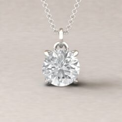 Beverly 9mm round moissanite diamond halo pendant 14k white gold ls5617