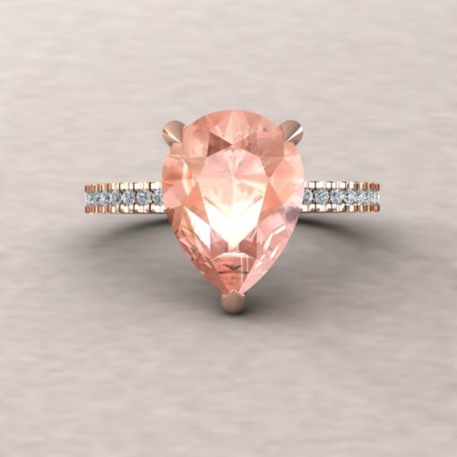 beverly 12x9mm pear morganite diamond half eternity 18k rose gold ls5724