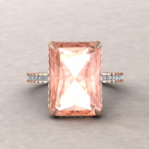 beverly 14x10mm radiant morganite diamond half eternity 18k rose gold ls5723