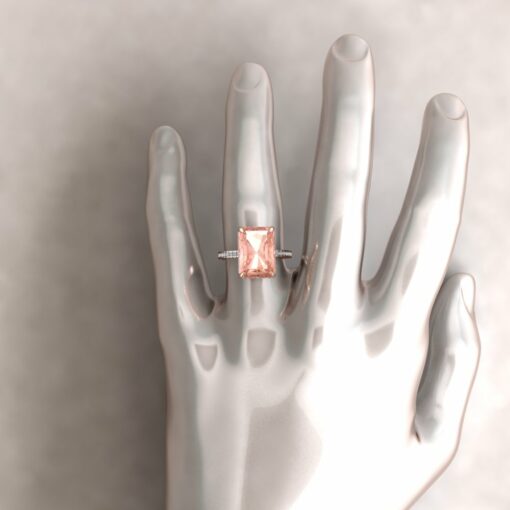 beverly 14x10mm radiant morganite diamond half eternity 18k rose gold ls5723