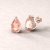 beverly 9x6mm oval morganite diamond halo earrings 14k rose gold ls5746