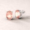 beverly 9x7mm oval morganite diamond halo earrings 14k white gold ls5753