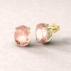 beverly 9x7mm oval morganite diamond halo earrings 14k yellow gold ls5753