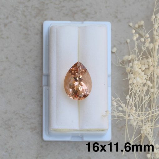 loose genuine morganite 12x9mm pear peachy pink LSG1272-12x9