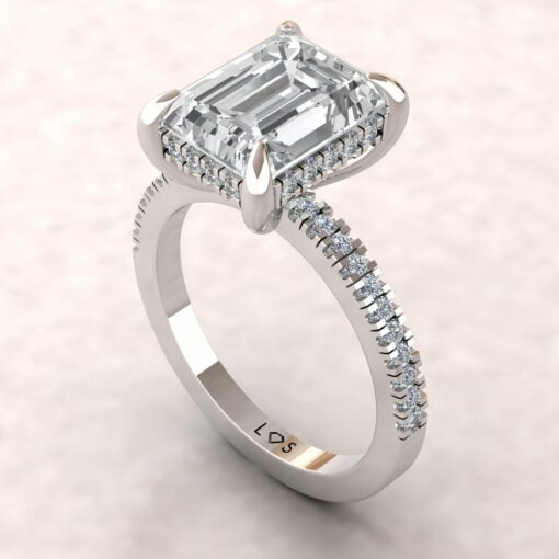 Beverly 10x8mm emerald moissanite diamond half eternity 14k white gold ls5840