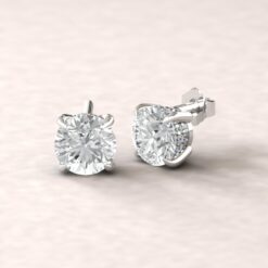 beverly 7mm round moissanite diamond halo earrings 14k white gold ls5616