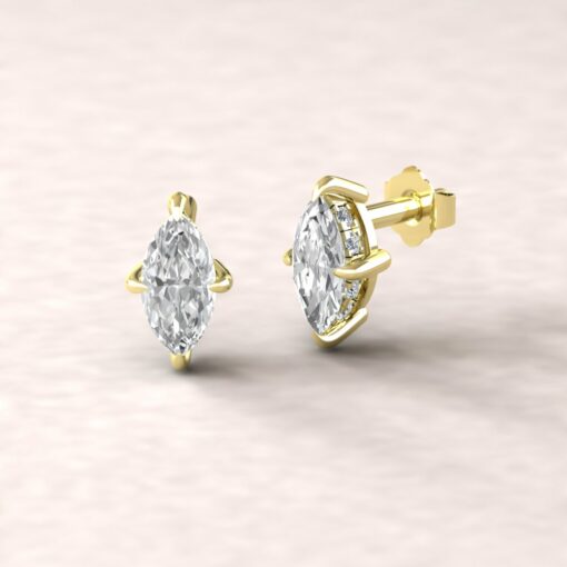 beverly 8x4mm marquise moissanite diamond halo earrings 14k yellow gold ls5628
