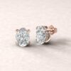 beverly 8x6mm oval moissanite diamond halo earrings 14k rose gold ls5618