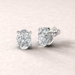 beverly 8x6mm oval moissanite diamond halo earrings 14k white gold ls5618