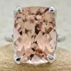 Cushion Cut Peach Morganite Engagement Ring White Gold Platinum LS5863