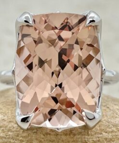 Cushion Cut Peach Morganite Engagement Ring White Gold Platinum LS5863