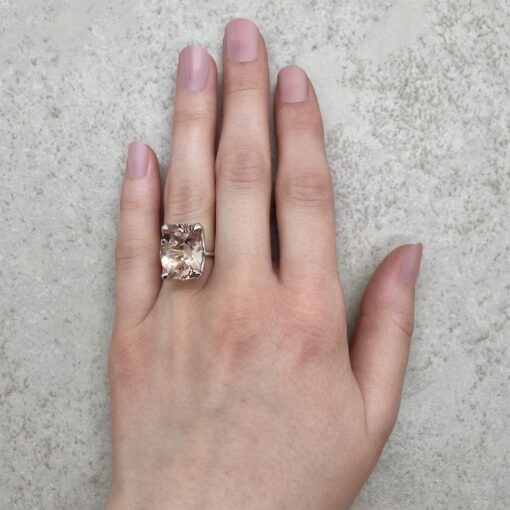 Genuine Morganite Gemstone Engagement Ring White Gold Platinum LS5863