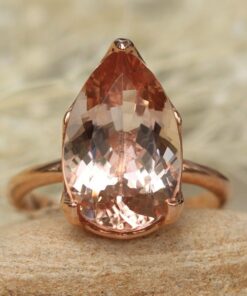 Pear Cut Morganite Engagement Ring Lily Flower Prongs Rose Gold LS5861