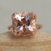 Square Cushion Cut Morganite Ring Lily Petal Prongs Rose Gold LS5867