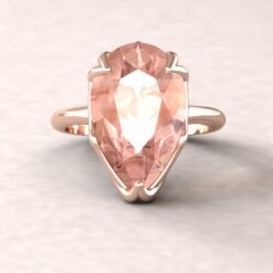 lily 16x10mm pear morganite engagement ring flower solitaire 14k rose gold ls5861