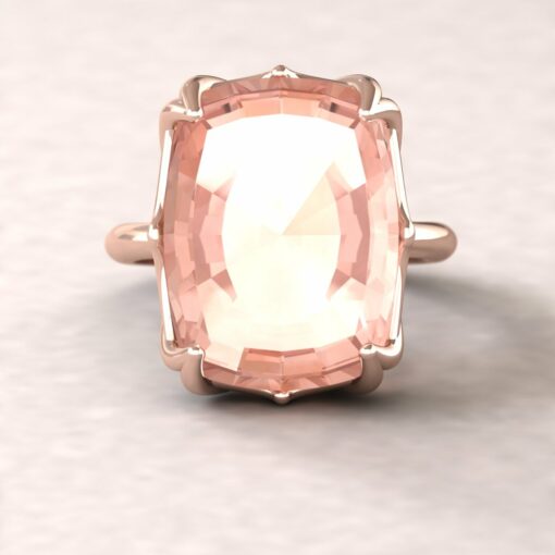 lily 16x12mm rectangular cushion morganite engagement ring flower solitaire 14k rose gold ls5863