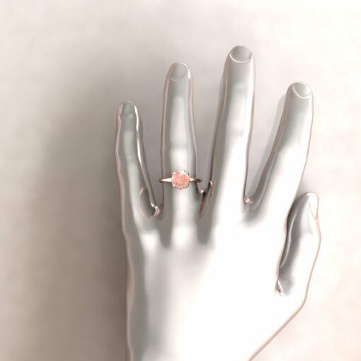 lily 8mm round morganite engagement ring flower solitaire 14k rose gold ls5866