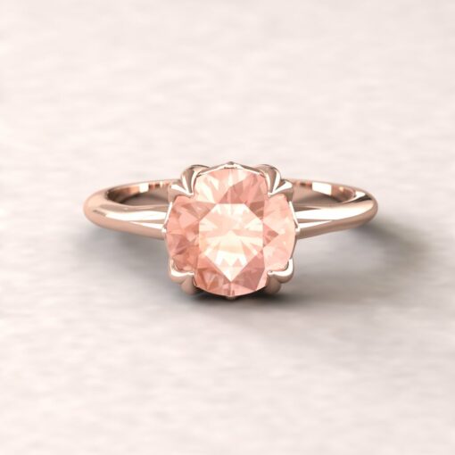 lily 8mm round morganite engagement ring flower solitaire 18k rose gold ls5866