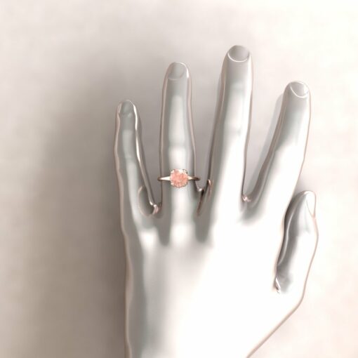 lily 8mm round morganite engagement ring flower solitaire 18k rose gold ls5866