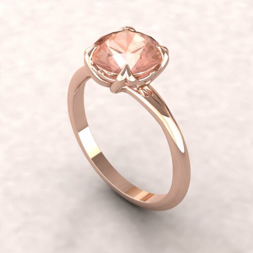 lily 8mm round morganite engagement ring flower solitaire 18k rose gold ls5866