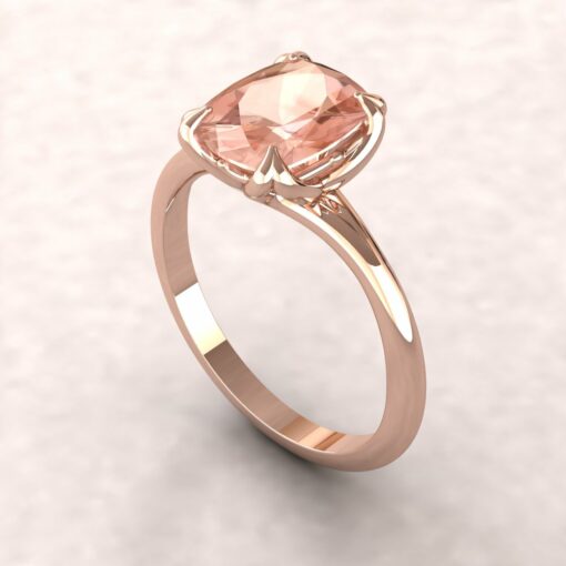 lily 9x7mm rectangular cushion morganite engagement ring flower solitaire 14k rose gold ls5864