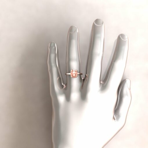 lily 9x7mm rectangular cushion morganite engagement ring flower solitaire 18k rose gold ls5864