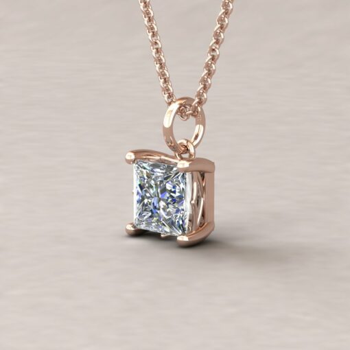 lola 6mm princess diamond dainty pendant 14k rose gold ls5710