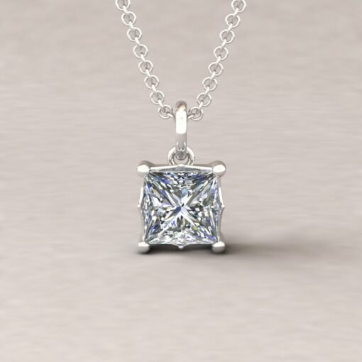 lola 6mm princess diamond dainty pendant 14k white gold ls5710