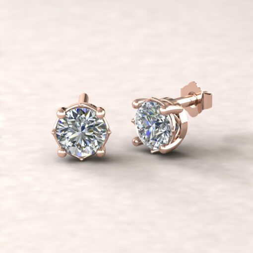 lola 6mm round diamond dainty earrings 14k rose gold ls5703