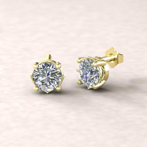 lola 6mm round diamond dainty earrings 14k yellow gold ls5703