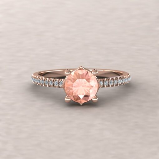 lola 6mm round morganite diamond dainty half eternity 14k rose gold ls5377