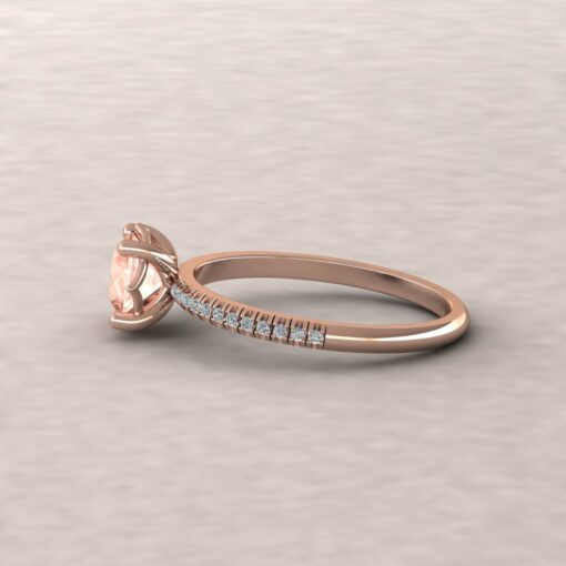lola 6mm round morganite diamond dainty half eternity 14k rose gold ls5377