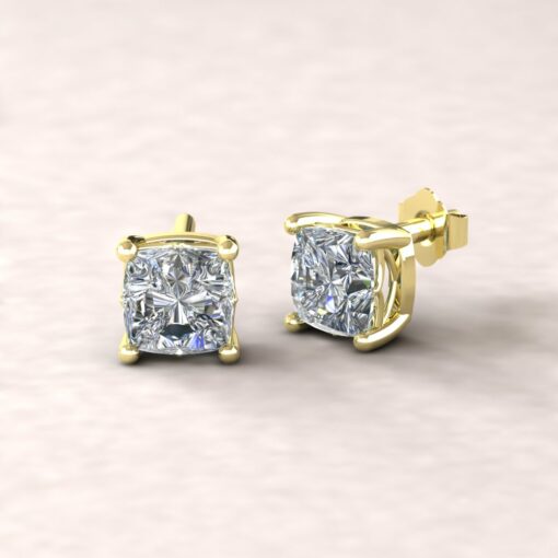 lola 6mm square cushion diamond dainty earrings 14k yellow gold ls5696