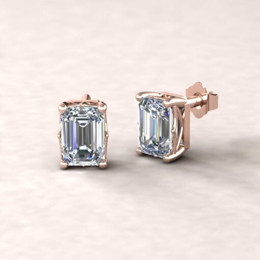 lola 7x5mm emerald diamond dainty earrings 14k rose gold ls5698