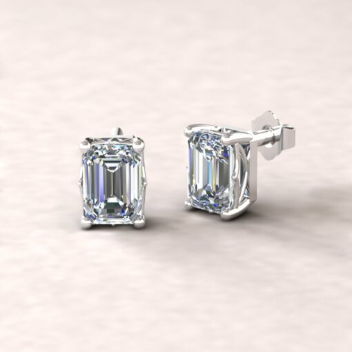 lola 7x5mm emerald diamond dainty earrings 14k white gold ls5698